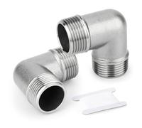 ERGAOBOY 2 Pcs Acier inoxydable 304 90-Degree Male Elbow Pipe Fitting 3/8" BSP Male Pipe Fitting, Frizione a croce a 4 vie