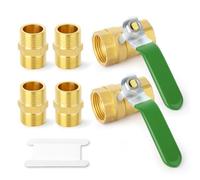 ERGAOBOY 2 pièces 1/2 "BSP femelle à femelle robinet à tournant sphérique en laiton avec 4 pièces 1/2" connecteurs mâle à mâle, adapté pour la connexion de raccords de tuyauterie