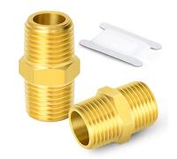 ERGAOBOY 2 pièces 1/4" x 1/4" Laiton BSP Mâle Hex Mamelon Raccord, Mâle à Mâle Connecteur Droit