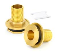 ERGAOBOY 2 pièces 3/4" BSP mâle fileté Adaptateur de raccord de réservoir d'eau en Laiton Robuste avec Anneau en Caoutchouc pour citernes pluviales, Aquariums, baignoires