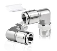 ERGAOBOY 2 pièces acier inoxydable 304 raccords Connecteur pneumatique enfichable, 6 mm de diamètre extérieur de tube x 3/8" filetage BSP coude extérieur raccords