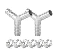 ERGAOBOY 2 Pièces de 16 mm en acier inoxydable T pièce de tuyau, 3 voies en forme de Y SUS 304 raccord de tuyau avec 6 Pièces de serrage