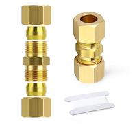ERGAOBOY 2 pièces de raccords à compression en laiton, 8 mm de diamètre extérieur x 8 mm de diamètre extérieur, raccord droit à compression femelle