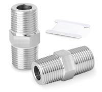 ERGAOBOY 2 pièces de raccords de tuyauterie à embout hexagonal en acier inoxydable 304, raccord droit adaptateur pour tuyau mâle BSP 1/2" x tuyau mâle BSP 1/2"