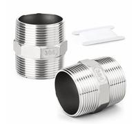 ERGAOBOY 2 pièces raccords de tuyauterie à embout hexagonal en acier inoxydable 304, filetage BSP mâle 1-1/4" à mâle 1-1/4", raccord adaptateur droit