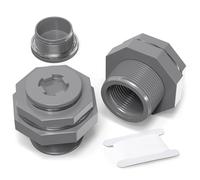 ERGAOBOY 2 piezas de accesorios de PVC BSP de 1-1/4 pulgada Para tanques de Agua Negros, adaptadores Con tapones y Juntas Para barriles de Lluvia, acuarios y estanques