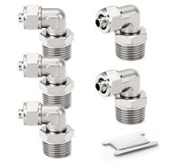 ERGAOBOY 5 PCS 4mm x 1/4" BSP Coude L Tournant Instantané | Raccord Pneumatique Laiton Nickelé, Connecteur Rapide Filetage Mâle pour Tuyau Air Eau