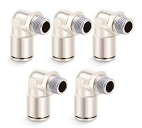 ERGAOBOY 5 Pcs 6mm Tube OD x 1/4" BSP Filetage mâle Eblow Push to Connect Fittings, Nickel Plated Copper Pneumatic Connector