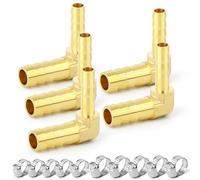 ERGAOBOY 5 pièces 10mm x 12mm connecteur de Tuyau de réduction en Laiton, raccord de Tuyau coudé à 2 Voies avec 10 Pinces