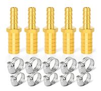 ERGAOBOY 5 pièces 8mm x 16mm connecteur de Tuyau de réduction en Laiton, raccord de Tuyau Droit à 2 Voies avec 10 Pinces