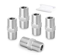 ERGAOBOY 5 pièces de raccords de tuyauterie à embout hexagonal en acier inoxydable 304, raccord droit adaptateur pour tuyau mâle BSP 1" x tuyau mâle BSP 1"