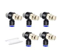 ERGAOBOY 5pcs 8mm diamètre extérieur du manchon de carte x 1/4 "BSP coude fileté externe 90 degrés Push Air Flow Control Valve raccord pneumatique