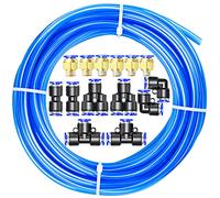 ERGAOBOY Kit de tube de tuyau d'air en polyuréthane PU 10M bleu, 6 mm OD x 4 mm ID avec 14 kits de connecteur