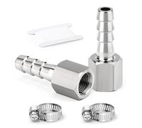 ERGAOBOY Raccords Cannelés de Tuyau 8mm à 3/8 Pouce BSP Femelles en Acier Inoxydable 304 pour Carburant/Air/Eau/Huile - 2 Pièces