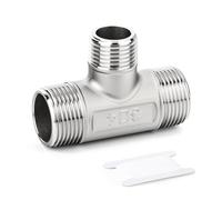 ERGAOBOY Raccords de tuyaux en T réducteurs, 50 mm mâle x 25 mm mâle, adaptateur en T à 3 voies en acier inoxydable 304 pour carburant/air/liquide/gaz