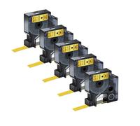 eRgDFS 5 Pack Compatible avec D1 45013 Black on White 12 mm Étiquettes Tapes LabelManager LM 160 420p 280(5PK Black on Gold)