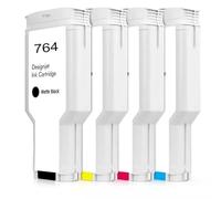 eRgDFS Cartouche d'encre Compatible 764 C1Q17A C1Q16A C1Q13A C1Q14A C1Q15A C1Q138A avec Encre pigmentée et colorante Compatible avec l'imprimante Designjet T3500(Matte Black)
