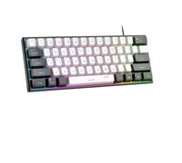 eRgDFS Clavier Filaire Compact rétroéclairé RVB à 61 Touches Compatible avec PC(Black White)