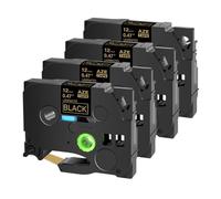 eRgDFS Compatible avec 4/8 Pack Black 12 mm étiquette TZE-334 TZ-344 TZE354 Label PT-D600 D400(4PK)