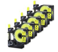 eRgDFS Compatible avec 5 Pack Noir sur étiquette Jaune 12/19 mm LabelManager 100 Cartouches 45018 45808