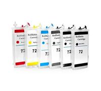 eRgDFS Compatible avec DesignJet T1300 T2300 T1120 T770 T710 130 ML avec Puce 72 Pack Cartouches à Encre Rechargeables vides