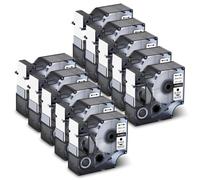 eRgDFS Compatible avec Les imprimantes d'étiquette de Bande laminées Standard D1 comme LabelManager 100 et 120p 10 Noir sur Bande d'étiquette Blanche 19 mm