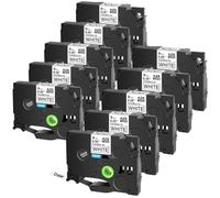 eRgDFS Compatible avec Les imprimantes d'étiquette Tze FX221 Noir sur Bande Blanche 10 Pack 9 mm Ruban laminé