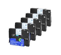 eRgDFS Compatible avec Les imprimantes TZE231 TZ631 TZE431 TZ131 0,47 Pouce 5 Pack 12 mm Capes d'étiquette(Blue on White)