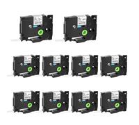 eRgDFS Compatible avec Les Machines d'étiquetage TZE FX231 FX241 FX251 FX631 10 Pack RABLEAU D'ÉQUIPEMENT FLEMIBLE SPADIQUE(Black on White)