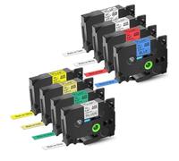 eRgDFS Compatible avec l'étiquette 10pcs 6 mm 9 mm 12 mm 18 mm 24 mm TZ 231 241 251 211 TZ 631 651 Black sur Ruban en laminé Blanc(8PK Multicolor)