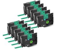 eRgDFS Compatible avec l'étiquette 10pcs 6 mm 9 mm 12 mm 18 mm 24 mm TZ 231 241 251 211 TZ 631 651 Black sur Ruban en laminé Blanc(10PK Black on Green)