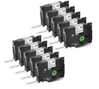eRgDFS Compatible avec l'étiquette 10pcs 6 mm 9 mm 12 mm 18 mm 24 mm TZ 231 241 251 211 TZ 631 651 Black sur Ruban en laminé Blanc(10PK Black on White)