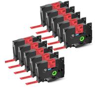 eRgDFS Compatible avec l'étiquette 10pcs 6 mm 9 mm 12 mm 18 mm 24 mm TZ 231 241 251 211 TZ 631 651 Black sur Ruban en laminé Blanc(10PK Black on Red)