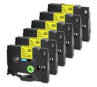 eRgDFS Compatible avec TZE-131 Tze-231 Tze-431 Tze-631 Étiquettes Imprimantes 6 Pack Ruban de Couleur Mixte Couleur Mixte(6PK Black on Yellow)