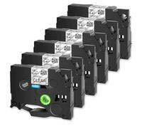 eRgDFS Compatible avec TZE-131 Tze-231 Tze-431 Tze-631 Étiquettes Imprimantes 6 Pack Ruban de Couleur Mixte Couleur Mixte(6PK Black on Clear)