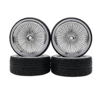 eRgDFS Jante de Roue en Plastique à échelle 1/10, 4 pièces, décalage de 3mm, écrou de 12mm avec Pneu en Plastique Dur, Insert Souple, Compatible avec Le modèle de Voiture RC Drift sur Route Touring