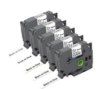 eRgDFS Ompatible avec étiquette PT H110 5PCS 12 mm Tze Blanche TZ231 TZ431 TZ531 TZ631 TZ731 C(Black on Clear)