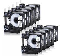 eRgDFS Ruban d'étiquettes Permanent en Polyester, 12mm, Noir sur Blanc, Compatible avec 18482 18483 18484 1000 4200 5200, Fabricants d'étiquettes compatibles avec A18483(10PK Black on White)