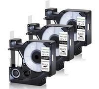 eRgDFS Ruban d'étiquettes Permanent en Polyester, 12mm, Noir sur Blanc, Compatible avec 18482 18483 18484 1000 4200 5200, Fabricants d'étiquettes compatibles avec A18483(3PK Black on White)