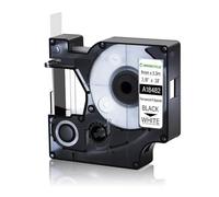 eRgDFS Ruban d'étiquettes Permanent en Polyester, 12mm, Noir sur Blanc, Compatible avec 18482 18483 18484 1000 4200 5200, Fabricants d'étiquettes compatibles avec A18483(1PK Black on White)