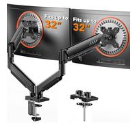 ErGear Bras Double Ecran PC, Support 2 Ecran PC Réglable de 13 à 32 Pouces, Support Ecran PC 2 Ecran à Installation Rapide avec Fixation VESA Sans Outil, Charge Maximale 9 kg, VESA Maximal 100 x 100mm