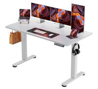 ErGear Bureau Assis Debout, Bureau Electrique Réglable en Hauteur avec Panneau Intelligent à 4 Mémoires et Plateau en Deux Parties (Blanc, 140 x 70 cm)