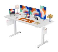 ErGear Bureau Assis Debout, Bureau Electrique Réglable en Hauteur avec Panneau Intelligent à 4 Mémoires et Plateau en Deux Parties (Blanc, 160 x 80 cm)