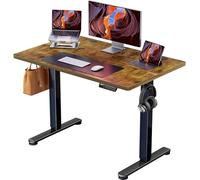 ErGear Bureau Assis Debout, Bureau Electrique Réglable en Hauteur avec Panneau Intelligent à 4 Mémoires et Plateau en Deux Parties (Marron, 100 x 60 cm)