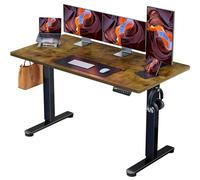 ErGear Bureau Assis Debout, Bureau Electrique Réglable en Hauteur avec Panneau Intelligent à 4 Mémoires et Plateau en Deux Parties (Marron, 140 x 70 cm)