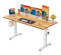 ErGear Bureau Assis Debout, Bureau Electrique Réglable en Hauteur avec Panneau Intelligent à 4 Mémoires et Plateau en Deux Parties (Marron Clair, 160 x 80 cm)