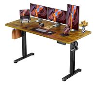 ErGear Bureau Assis Debout, Bureau Electrique Réglable en Hauteur avec Panneau Intelligent à 4 Mémoires et Plateau en Deux Parties (Marron, 160 x 80 cm)