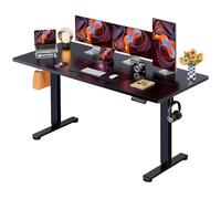 ErGear Bureau Assis Debout, Bureau Electrique Réglable en Hauteur avec Panneau Intelligent à 4 Mémoires et Plateau en Deux Parties (Noir, 160 x 80 cm)