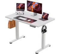 ErGear Bureau Assis Debout, Bureau Electrique Réglable en Hauteur avec Panneau Intelligent à 4 Mémoires et Plateau en Deux Parties (Blanc, 100 x 60 cm)