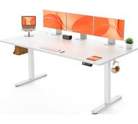 ErGear Bureau Assis Debout Electrique, Bureau Réglable en Hauteur Electrique 180 x 80 cm avec Panneau Intelligent à 4 Mémoires, Bureaux Blanc avec Plateau en Panneaux Assemblés